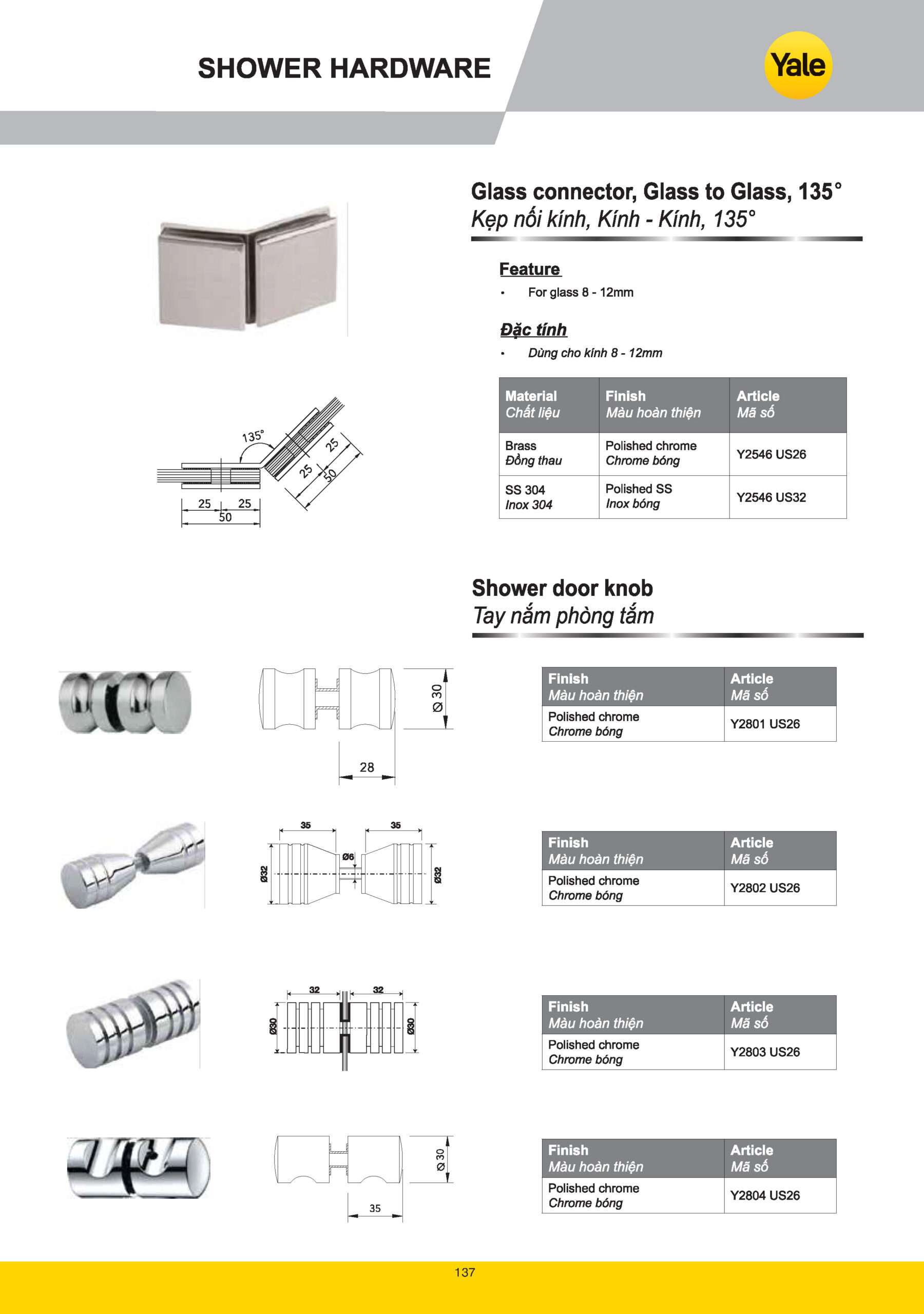 Phụ kiện kính phòng tắm Yale catalogue yale 2025 Page 135 scaled